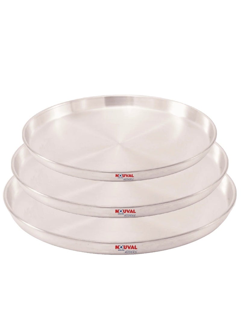 نوفال طقم صينية دائرية للخبز والبيتزا والكنافة والبسبوسة 3 قطع 26-28-30 سم بجودة عالية صناعة مصرية - Image 1